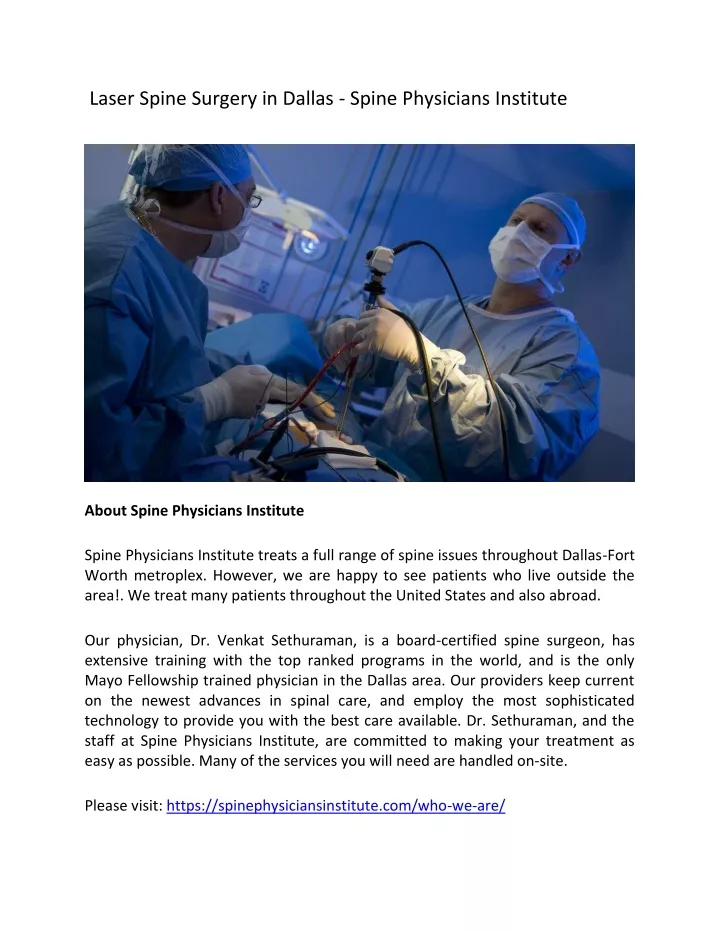 laser spine surgery in dallas spine physicians