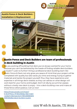 Austin Fence and Deck Builders are team of professional deck builders in Austin