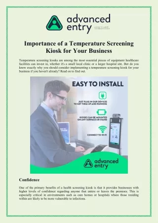 Importance of a Temperature Screening Kiosk for Your Business