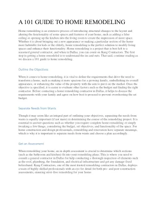 a 101 guide to home remodeling