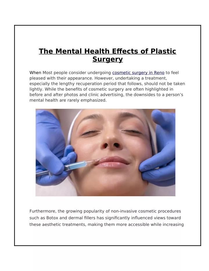 the mental health effects of plastic surgery