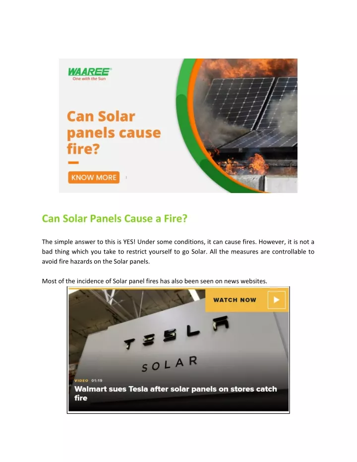 can solar panels cause a fire