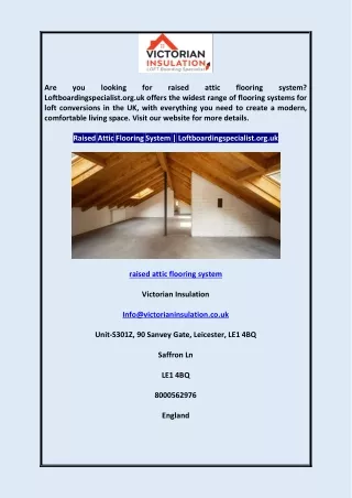 Raised Attic Flooring System | Loftboardingspecialist.org.uk