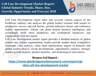 Cell Line Development Market Growth, Trends And Forecast including covid19 Impact