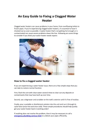 An Easy Guide to Fixing a Clogged Water Heater