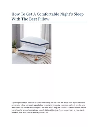 how to get a comfortable night s sleep with
