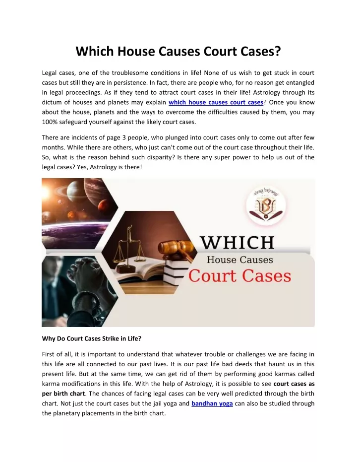 which house causes court cases
