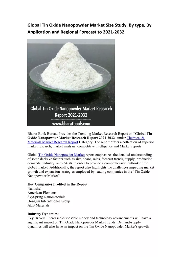 global tin oxide nanopowder market size study