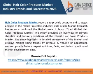 Hair Color Products Market – Industry Trends and Forecast to 2028.