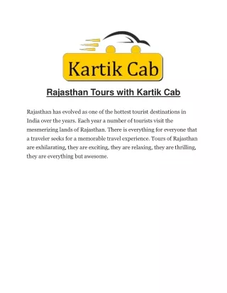 Rajasthan Tours with Kartik Cab