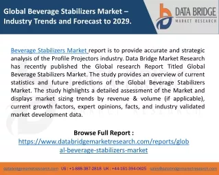 Beverage Stabilizers Market – Industry Trends and Forecast to 2029
