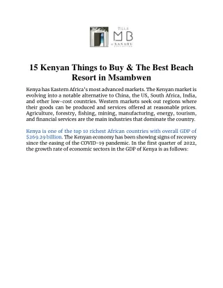 15 Kenyan Things to Buy & The Best Beach Resort in Msambweni