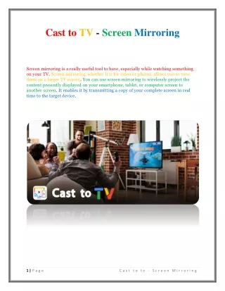 Cast to TV - Screen Mirroring