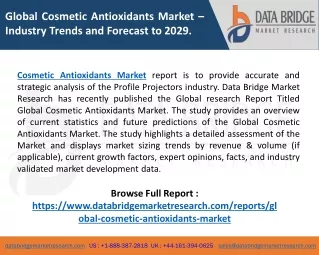 Cosmetic Antioxidants Market – Industry Trends and Forecast to 2029