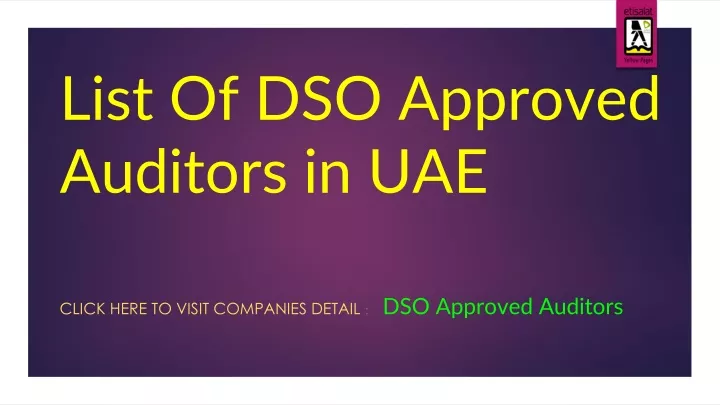 list of dso approved auditors in uae