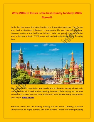Why MBBS in Russia is the best country to Study MBBS Abroad?