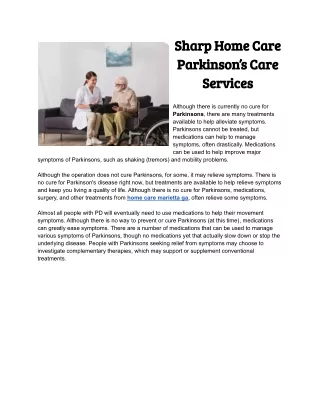Sharp Home Care Parkinson’s Care Services