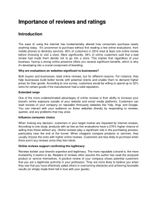 Dezine innovation Importance of reviews and ratings