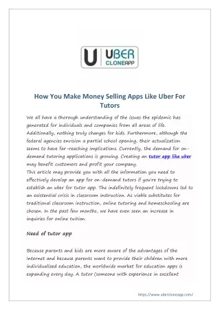 how you make money selling apps like uber