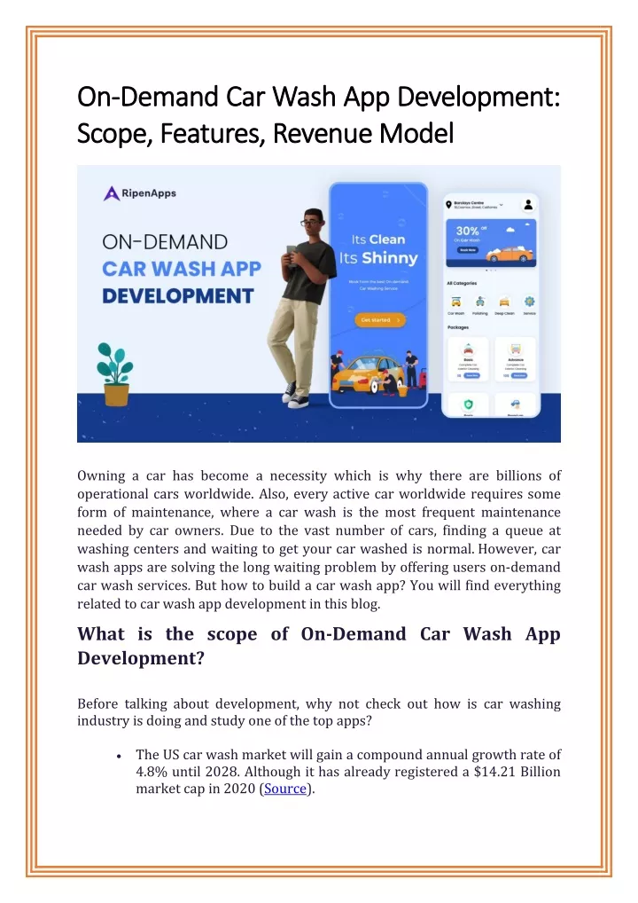 PPT - On-Demand Car Wash App Development Scope, Features, Revenue Model ...