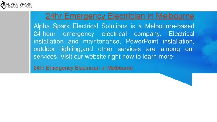 24hr emergency electrician in melbourne