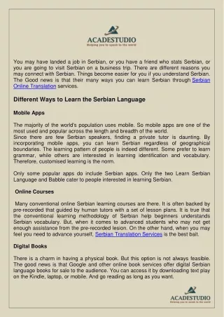 you may have landed a job in serbian or you have