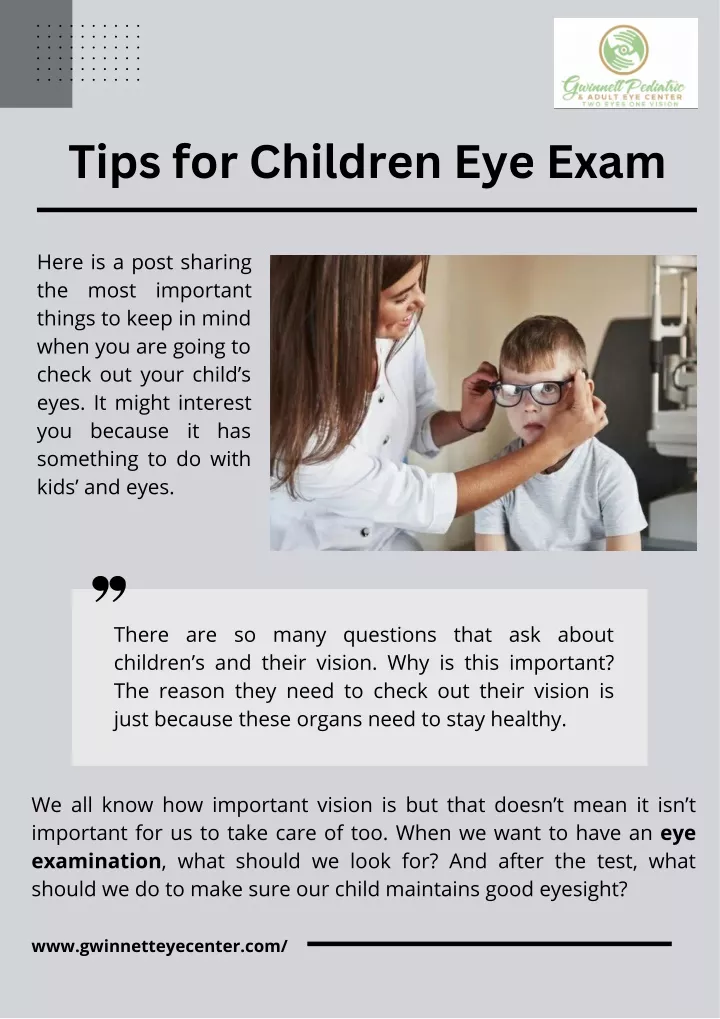 tips for children eye exam