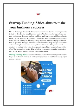 Startup Funding Africa aims to make your business a success
