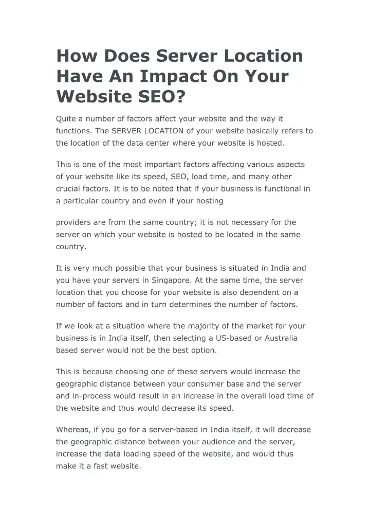 how does server location have an impact on your