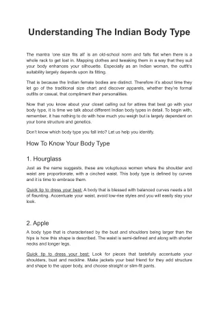 understanding the indian body type