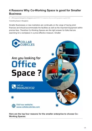 4 Reasons Why Co-Working Space is good for Smaller Business