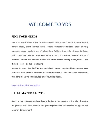 welcome to yds