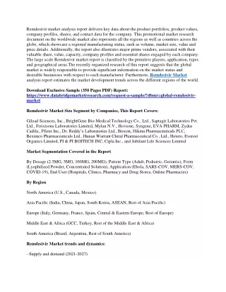 remdesivir market analysis report delivers