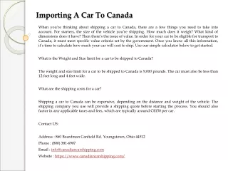importing a car to canada
