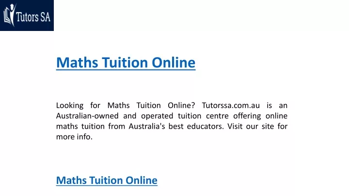 maths tuition online