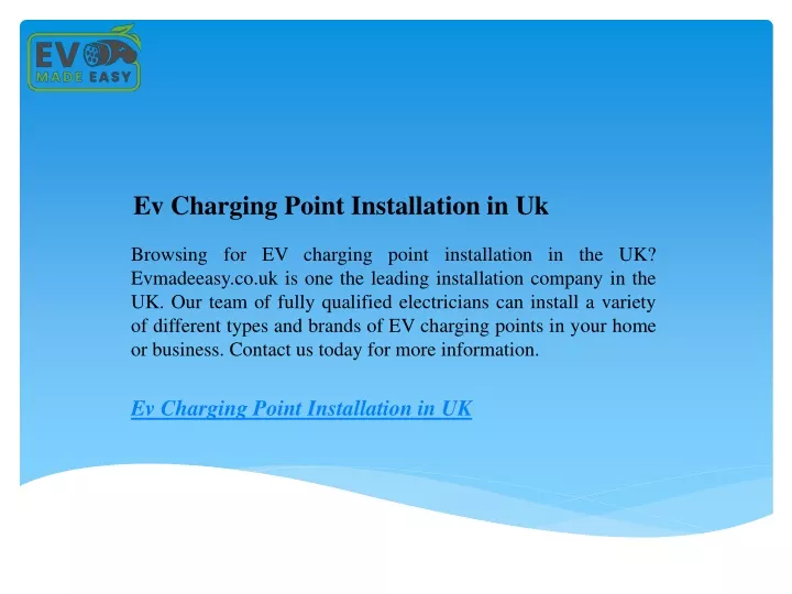 ev charging point installation in uk