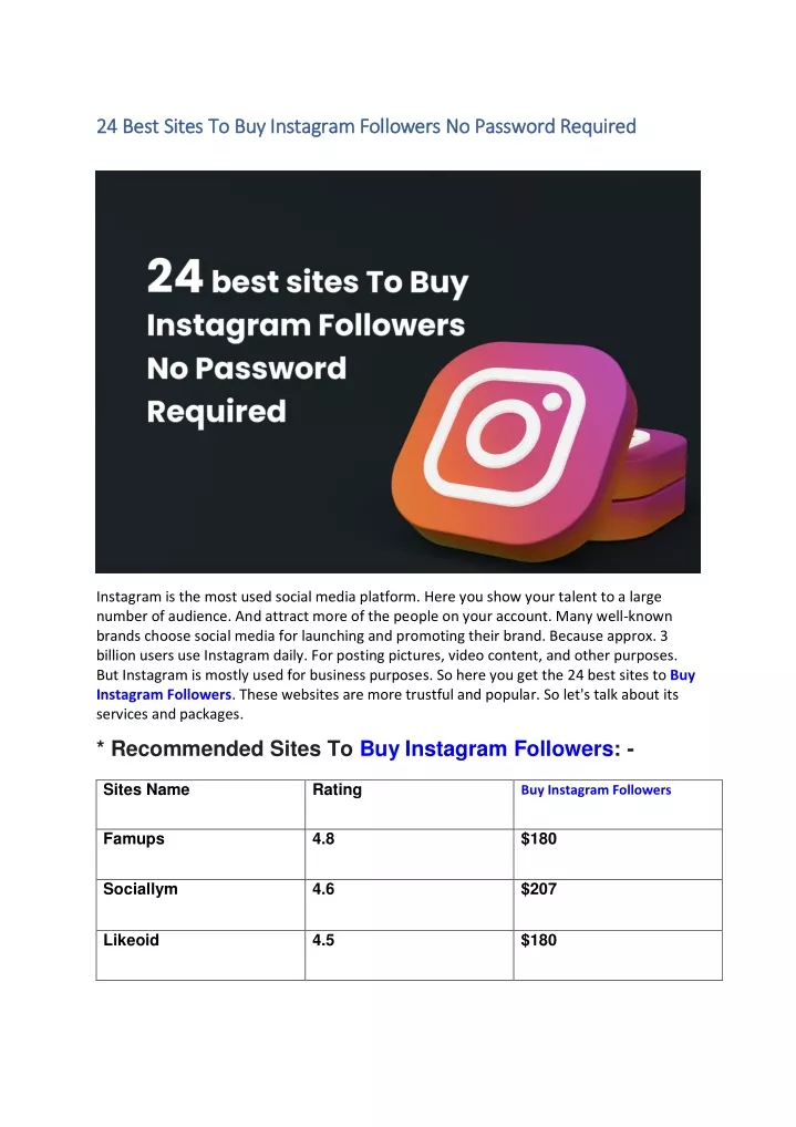 PPT - 24 Best Sites To Buy Instagram Followers No Password Required ...