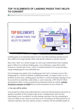 top 10 elements of landing pages that helps