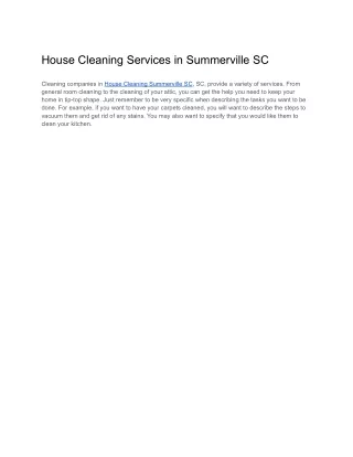 House Cleaning Services in Summerville SC