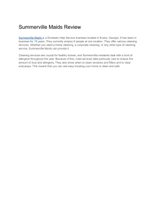 Summerville Maids Review