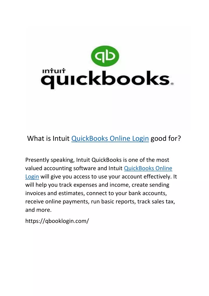 what is intuit quickbooks online login good for