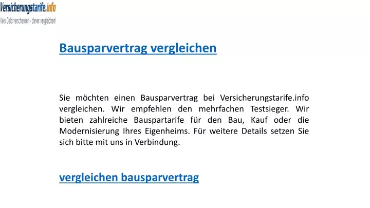 bausparvertrag vergleichen