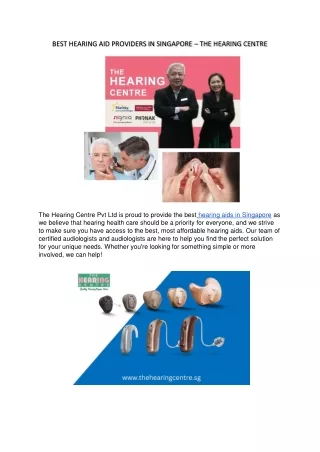 BEST HEARING AID PROVIDERS IN SINGAPORE