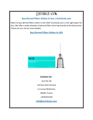 Buy Dermal Fillers Online in Usa | Eurlclicok.com
