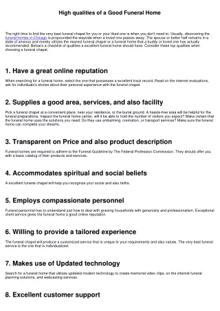 Premiums of a Great Funeral Chapel