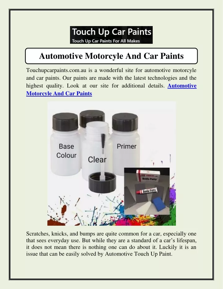 automotive motorcyle and car paints