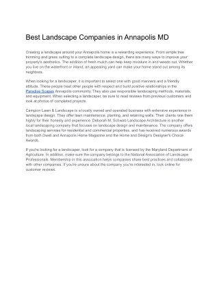 Best Landscape Companies in Annapolis MD