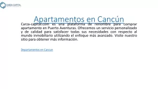 Apartamentos en Cancún  Carza-capital.com