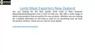Lamb Meat Exporters New Zealand  Newzealandmeatexporters.com