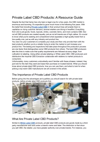 private label cbd products a resource guide